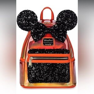 Loungefly Disney parks exclusive Minnie Mouse ears sequin Halloween backpack NEW